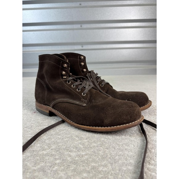 Wolverine 1000 Mile Boots Mens Size 11.5D Brown Suede Leather Lace Up Made USA - Picture 1 of 8